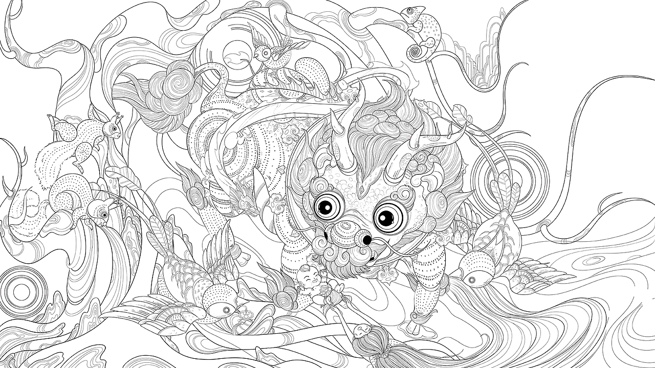 【麒麟送子,万物共生】插画