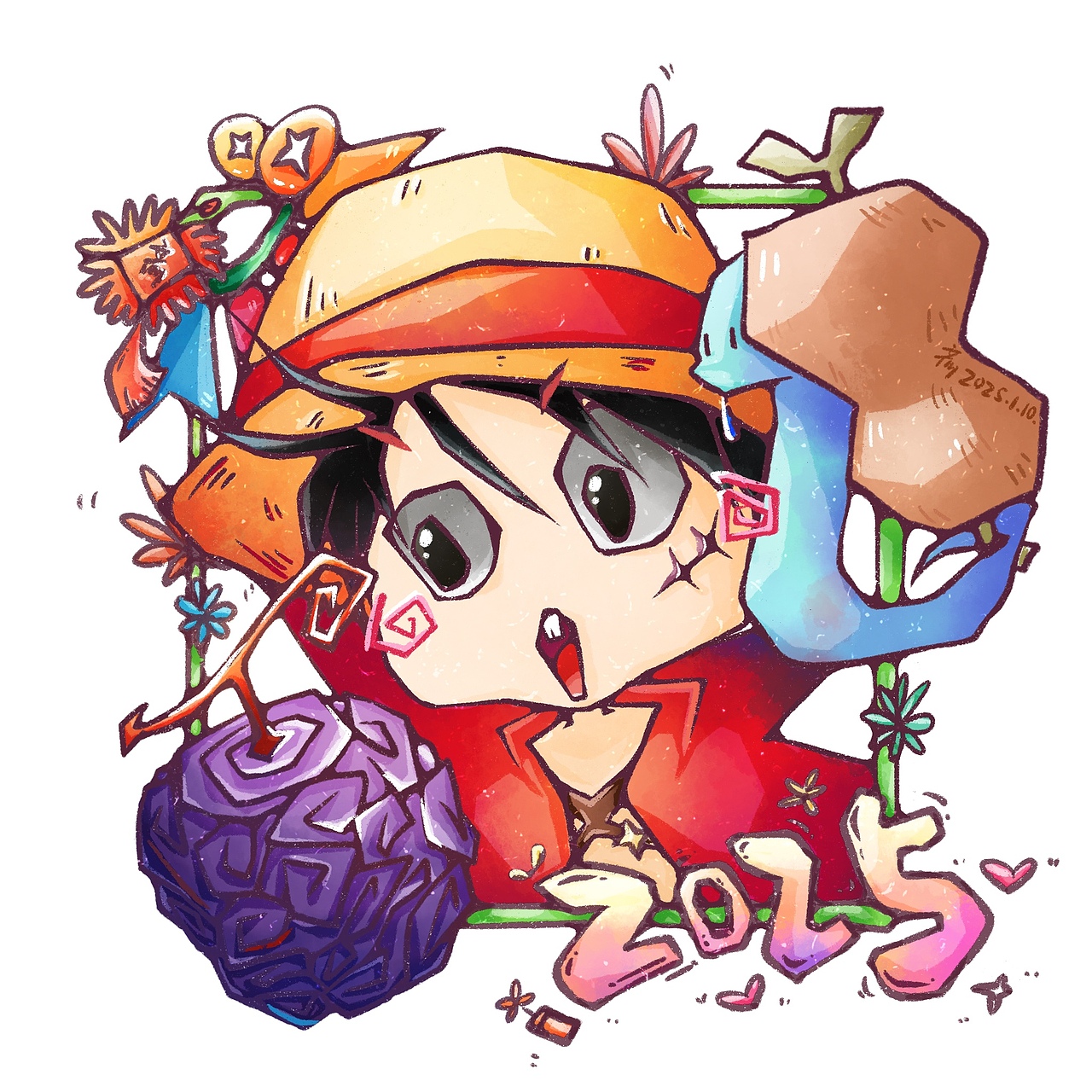 2025海贼王路飞新年贺图来啦~（图ZMzg0MTg5OTUy） - 创作习作 - 站酷设计师彦丫原创素材 - 站酷ZCOOL