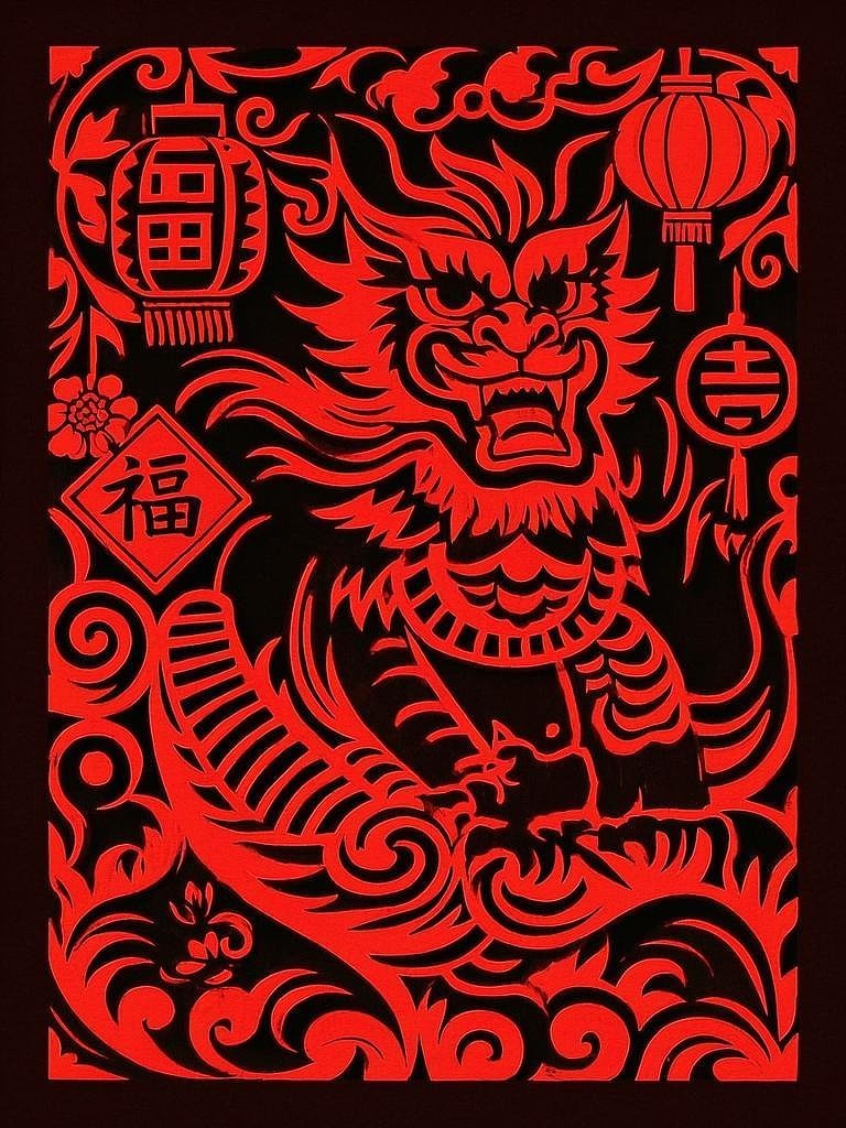新年年兽剪纸（图ZMzg0MjE3NTY0） - AI作品 - 站酷设计师你呐nina原创素材 - 站酷ZCOOL