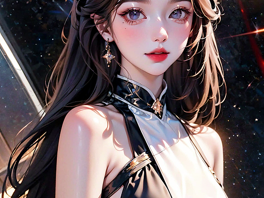 《星际间的灵动黑发白裳少女》