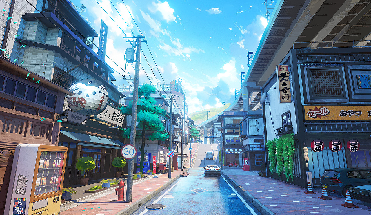 日式街道（图ZMzg0MjIzNzMy） - 游戏原画 - 站酷设计师麻烦ing原创素材 - 站酷ZCOOL