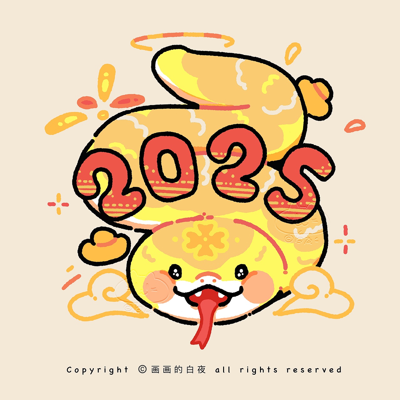原创蛇年小插画（图ZMzg0MjQzNjk2） - 图案 - 站酷设计师画画的白夜原创素材 - 站酷ZCOOL