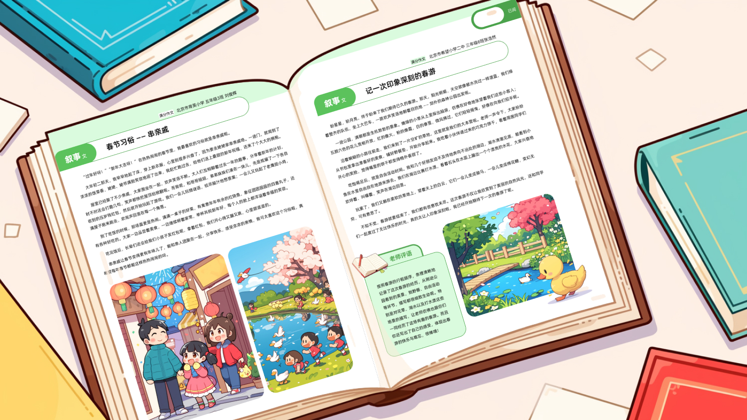 《小学生优秀作文》插图&版面设计 mj附送咒语（图ZMTUwMTUyMjQ=） - 书籍 - 站酷设计师一大碗炸酱面原创素材 - 站酷ZCOOL