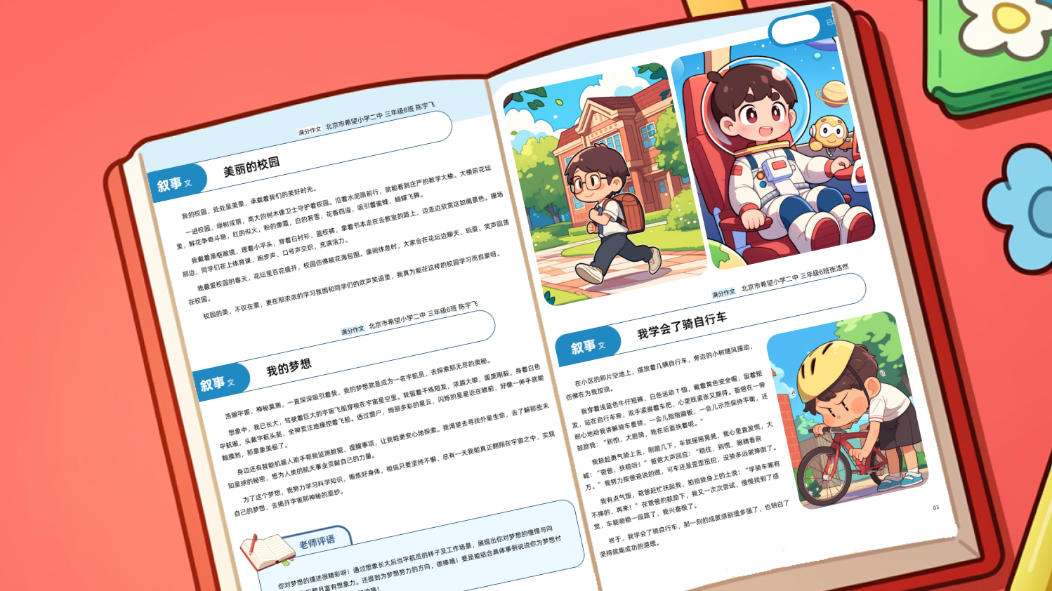 《小学生优秀作文》插图&版面设计 mj附送咒语（图ZMTUwMTUyMDg=） - 书籍 - 站酷设计师一大碗炸酱面原创素材 - 站酷ZCOOL