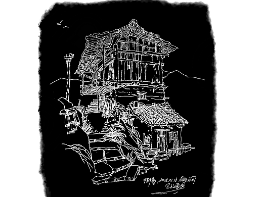 风景速写，关于钢笔画。