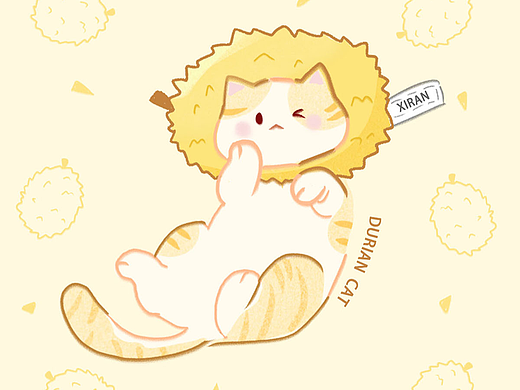 文创插画——水果猫咪