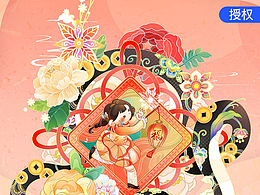 原創(chuàng)國(guó)潮風(fēng)插畫(huà)之蛇年迎春