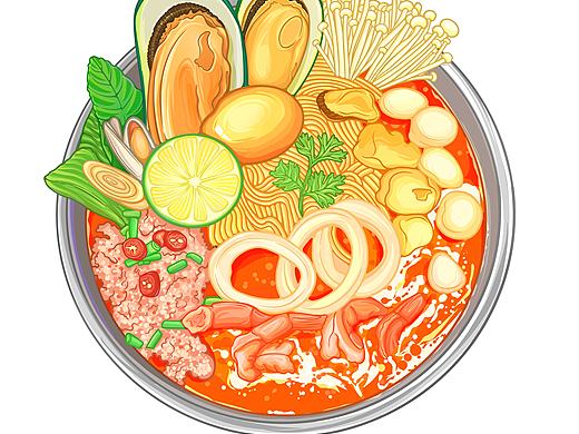 日系美食风插画｜泰国菜