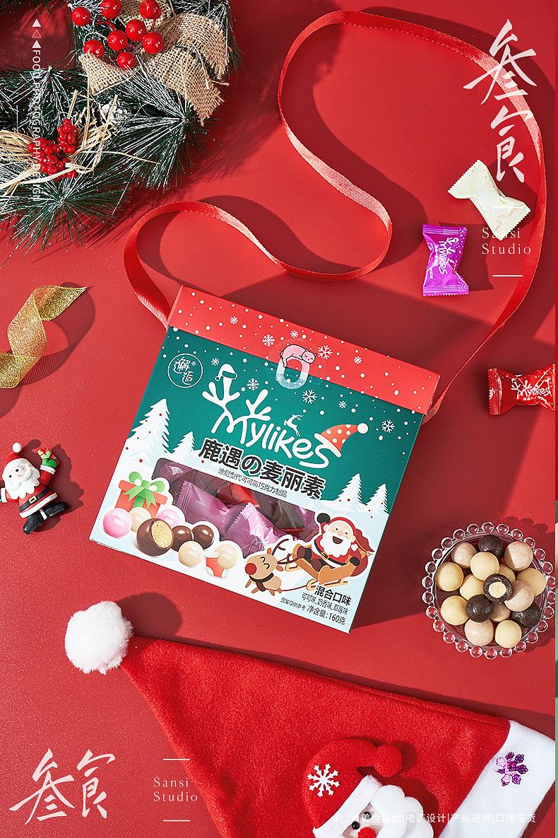 圣诞麦丽素巧克力/琥珀糖产品拍摄▶▷▶叁食传媒