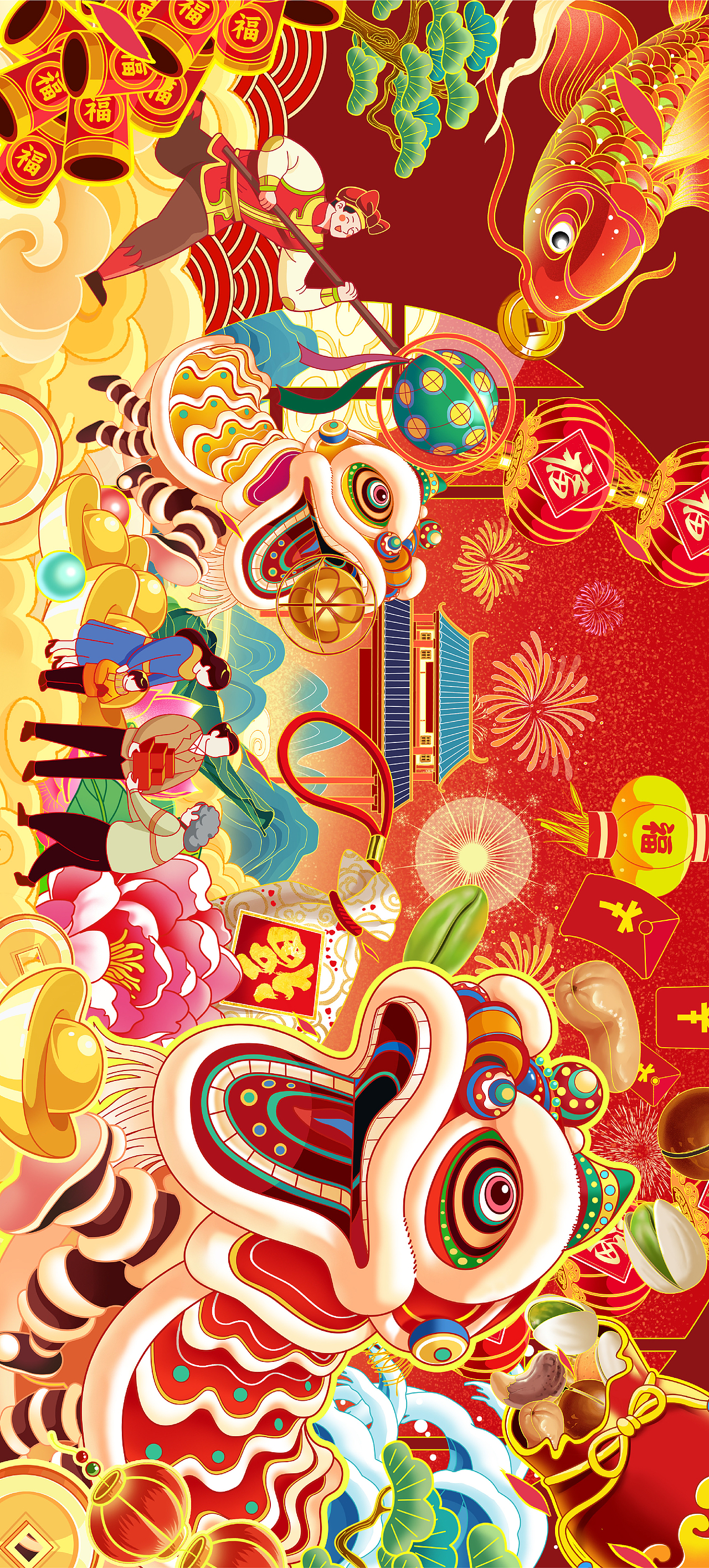 国潮坚果礼盒插画-国潮插画（图ZMzg0MzY5ODg0） - 包装 - 站酷设计师小猴子包装插画原创素材 - 站酷ZCOOL