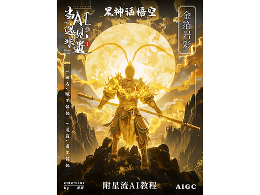非遗金箔岩彩|黑神话悟空|星流AI+PS思路