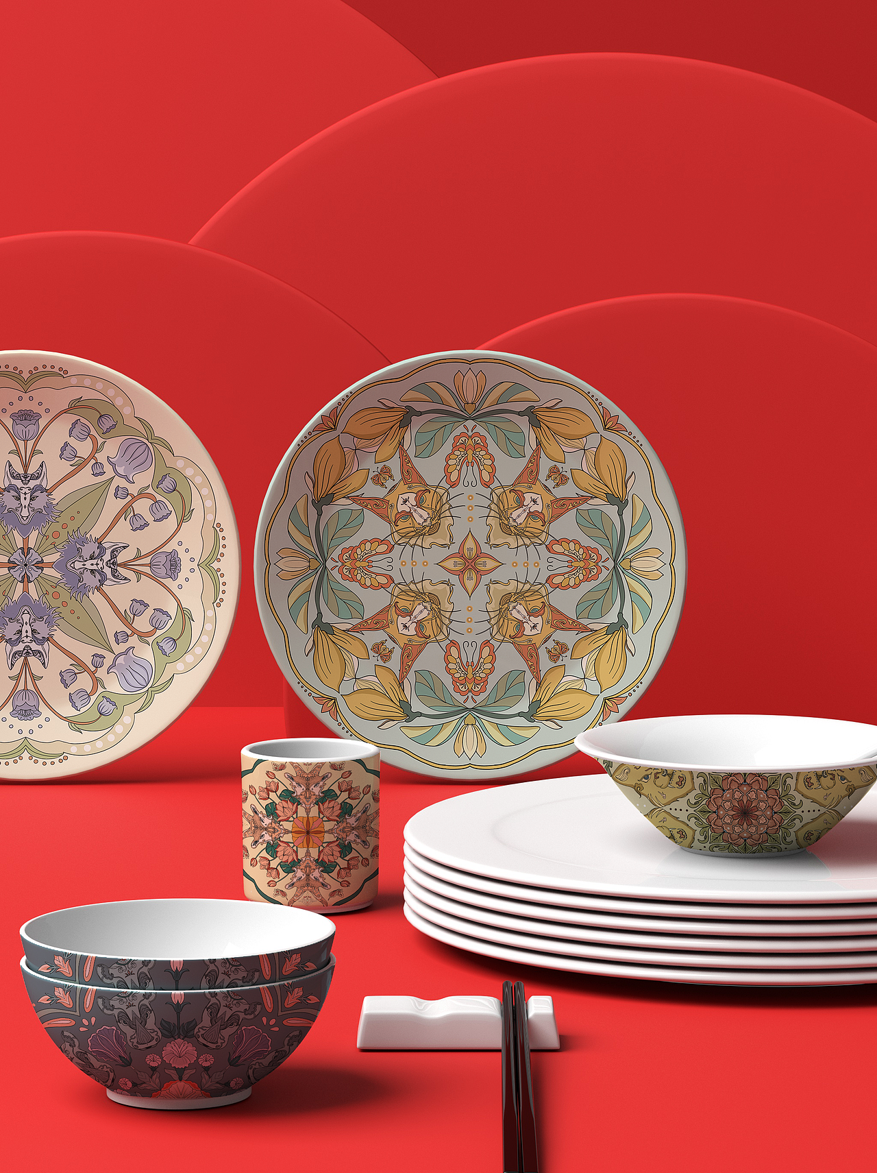 “共生”纹样（图ZMzg0Mzg4Nzg4） - 艺术插画 - 站酷设计师油炸小丸子鸭原创素材 - 站酷ZCOOL