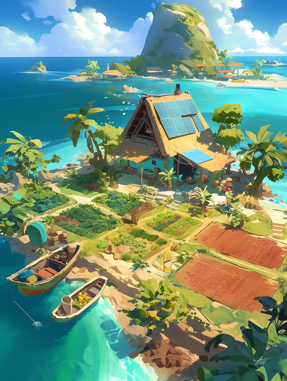 创意AI绘画-海岛避难所（图ZMzg0NDE3NDQw） - 概念设定 - 站酷设计师是谭谭谭原创素材 - 站酷ZCOOL