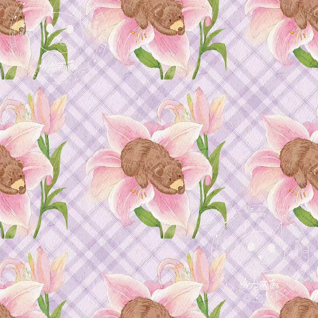 百合花与小熊的邂逅（图ZMzg0NDIyMzIw） - 创作习作 - 站酷设计师小龙画画原创素材 - 站酷ZCOOL