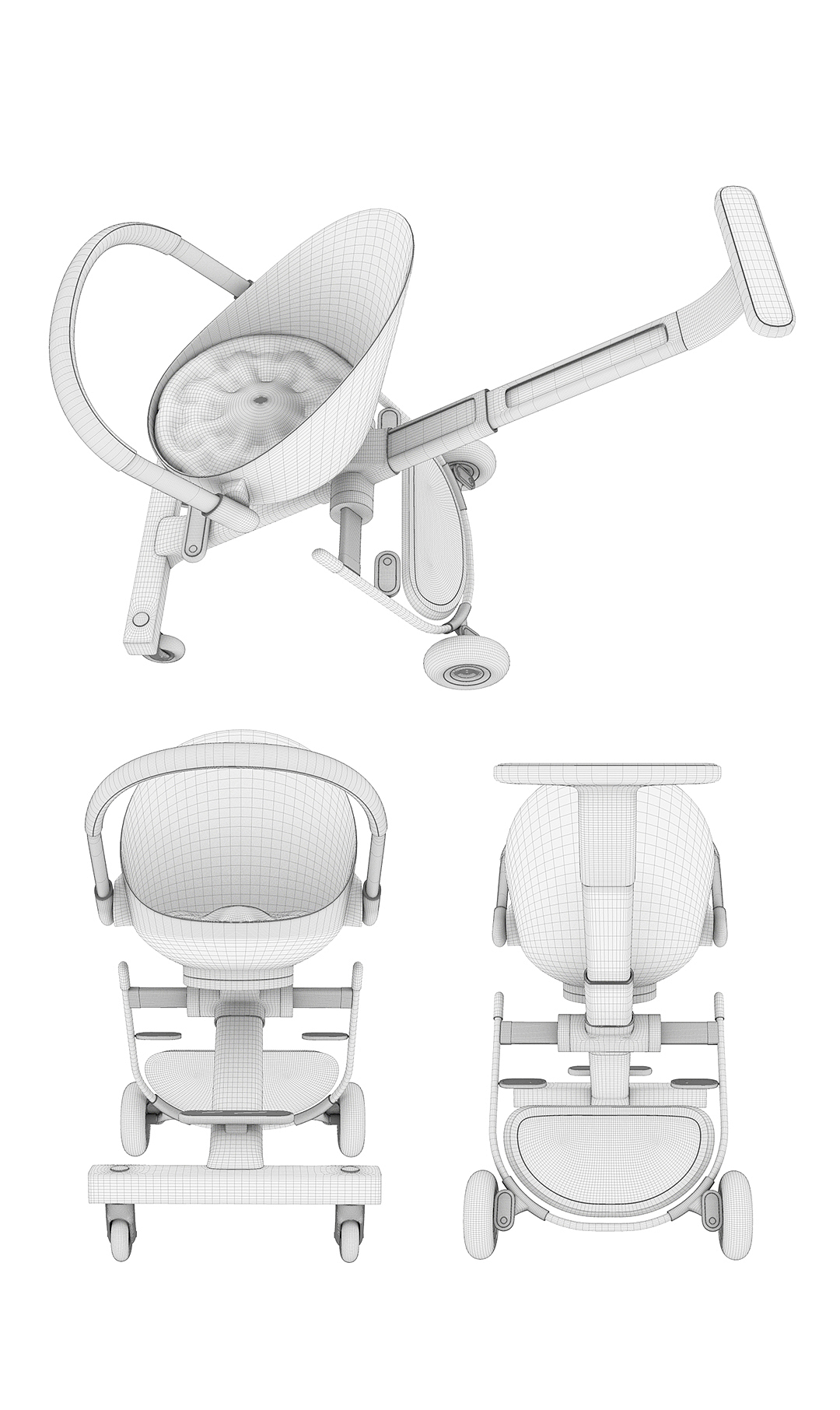 C4D建模-婴儿推车