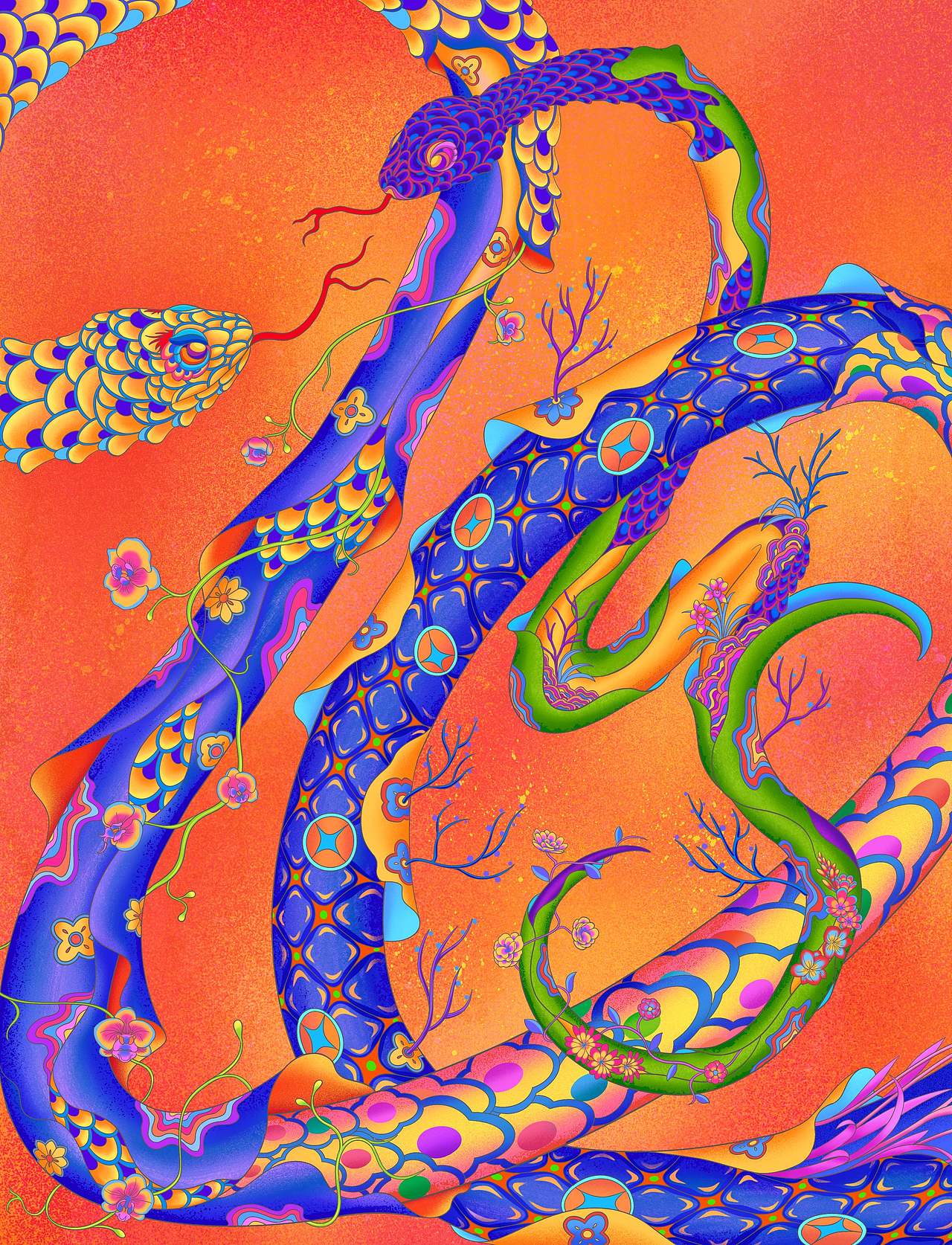 蛇年插画（图ZMzg0NDQ4ODg4） - 商业插画 - 站酷设计师湯汤原创素材 - 站酷ZCOOL