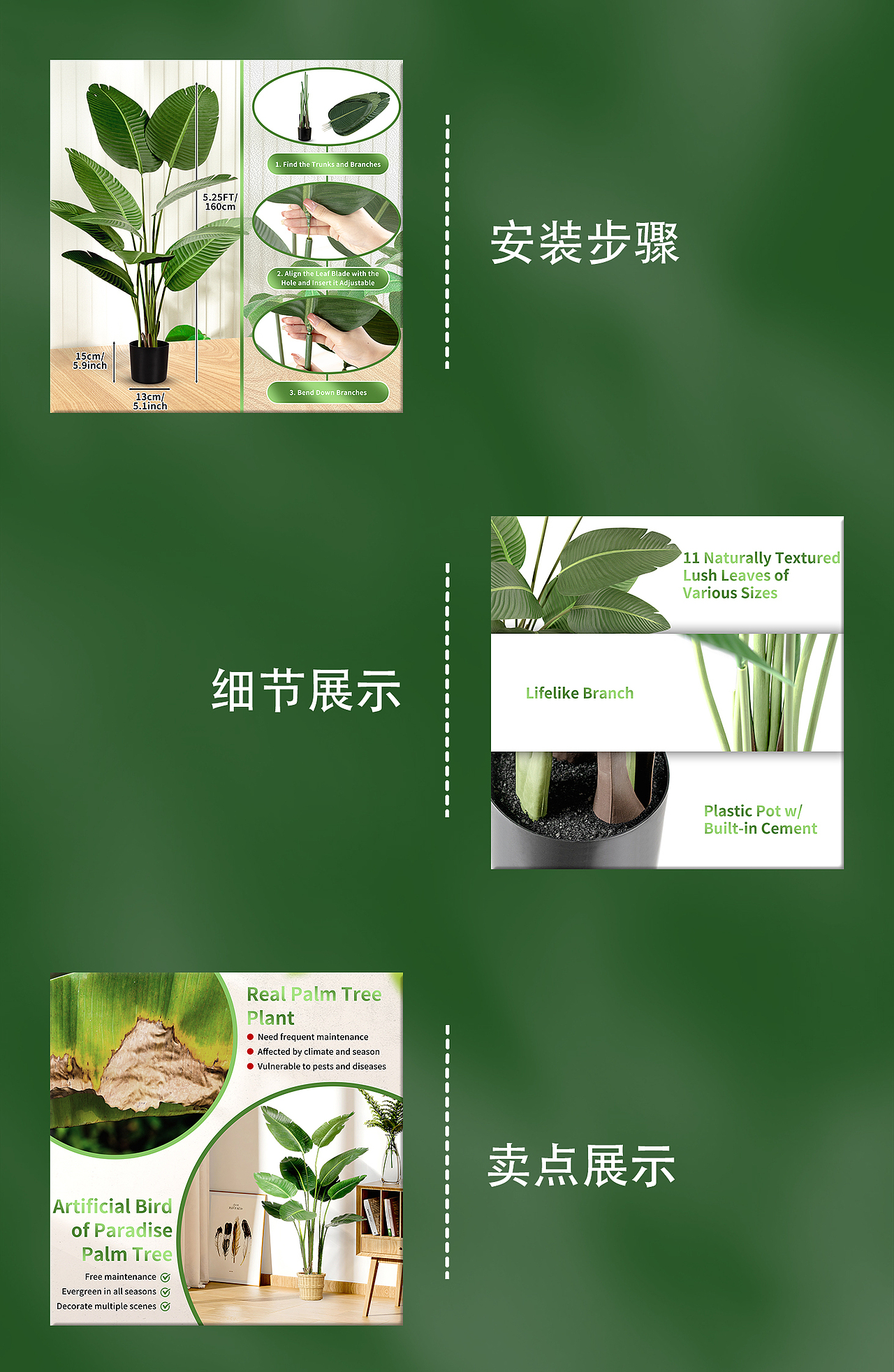 Amazon亚马逊设计丨仿真绿植丨主图A+