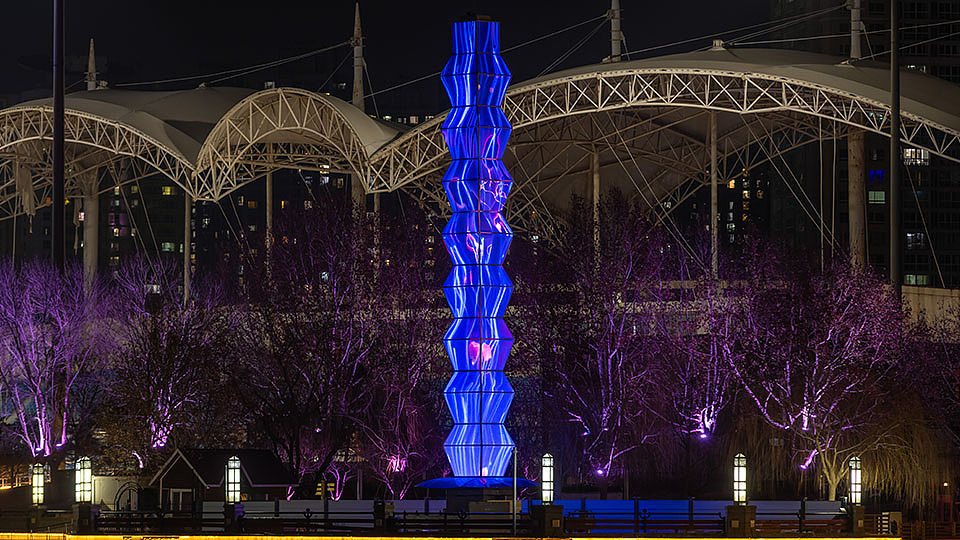 艺术装置应用|柔性视频玻璃|北京通州运河之柱