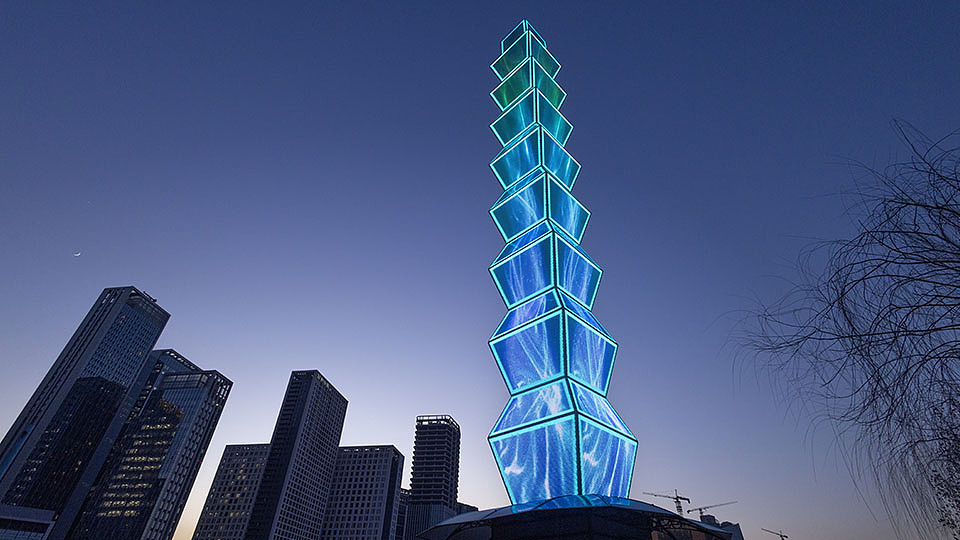 艺术装置应用|柔性视频玻璃|北京通州运河之柱