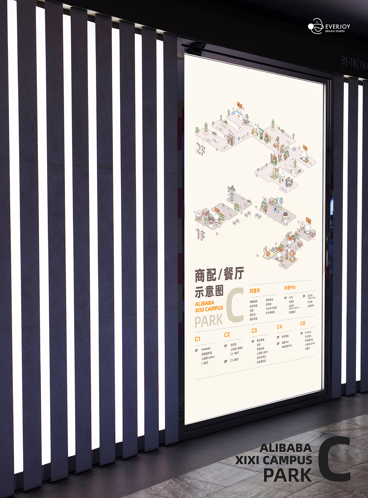 喜色设计 | 阿里巴巴西溪园区（C区）商配点位地图（图ZMzg0NTE1NjYw） - 商业插画 - 站酷设计师一天喜色原创素材 - 站酷ZCOOL