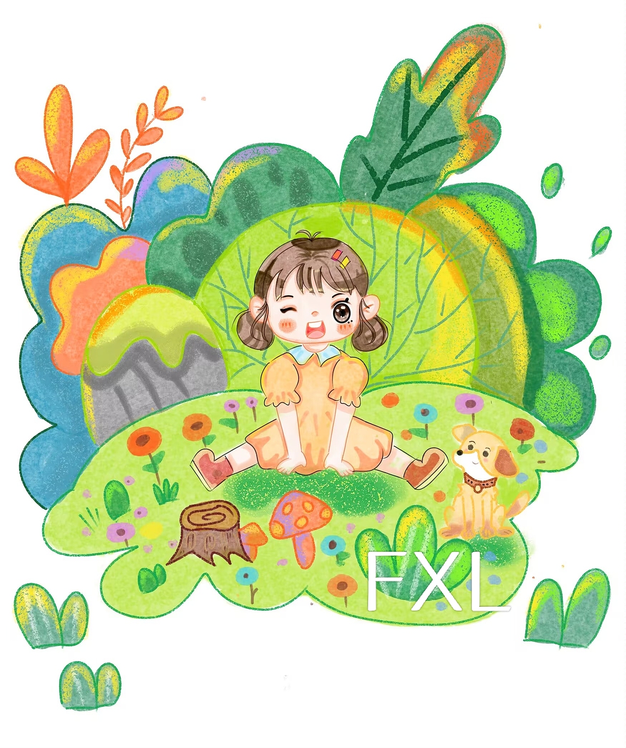 小女孩与她的小狗