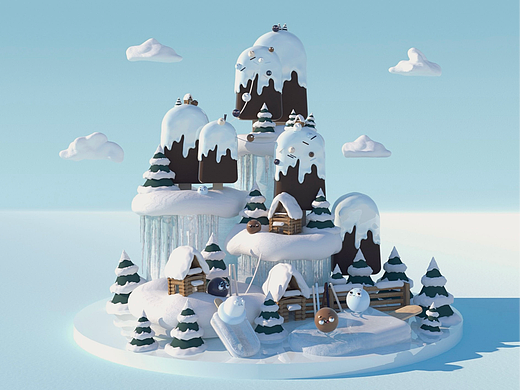 ICE DREAM. KIDS SKI RESORT. 3D DESIGN