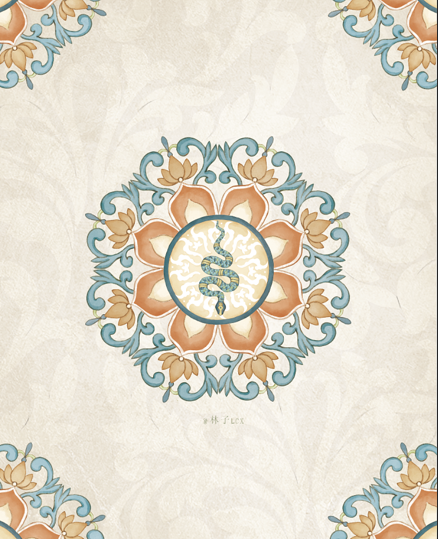 敦煌藻井图案设计——灵蛇献瑞（图ZMzg0NTcxMzM2） - 艺术插画 - 站酷设计师林姝妘原创素材 - 站酷ZCOOL