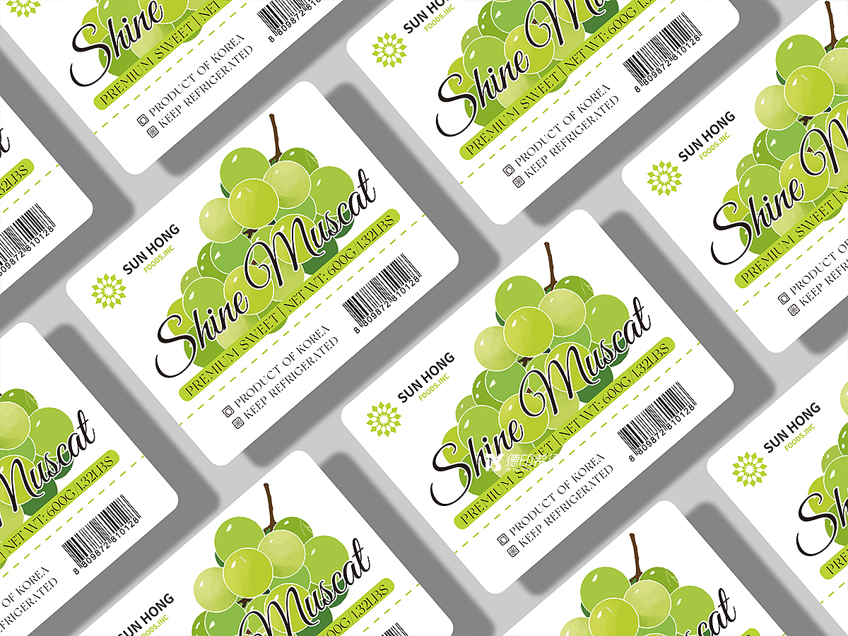 阳光玫瑰标签设计|葡萄包装设计|葡萄手绘