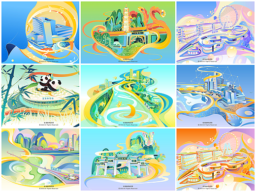 滨海廊桥新春创意艺术展x插画师吆西西插画作品