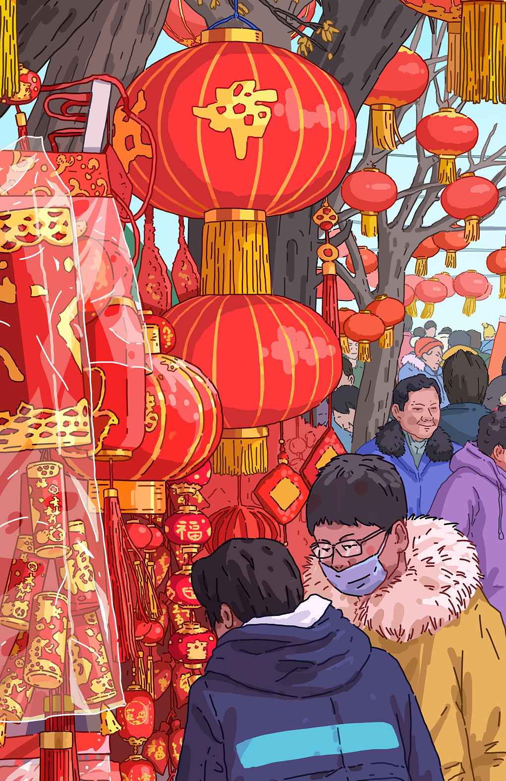 过年赶大集（图ZMzg0NjI3MTg4） - 创作习作 - 站酷设计师星shine原创素材 - 站酷ZCOOL