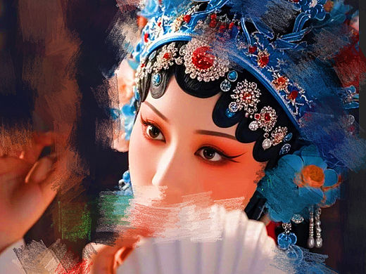 AI生成图+后期特效：梨园惊梦