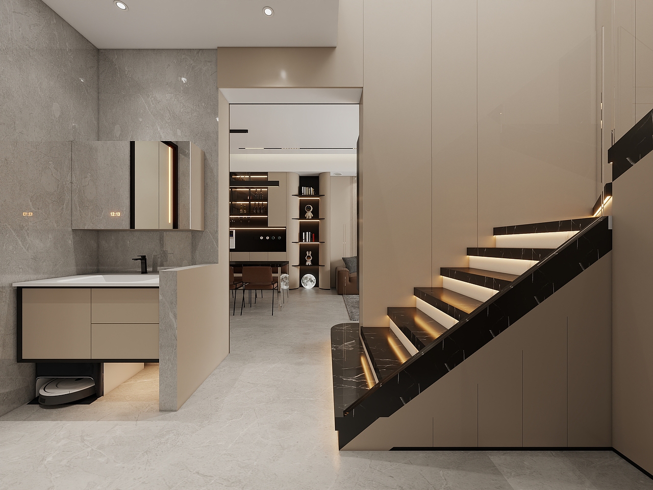 四川岳池御龙湾(214平方意式极简六居室)