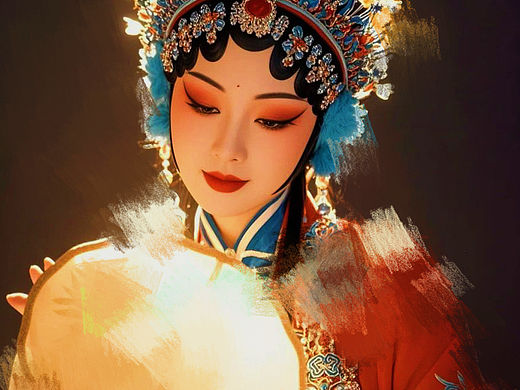 AI生成图+后期特效：梨园旧梦