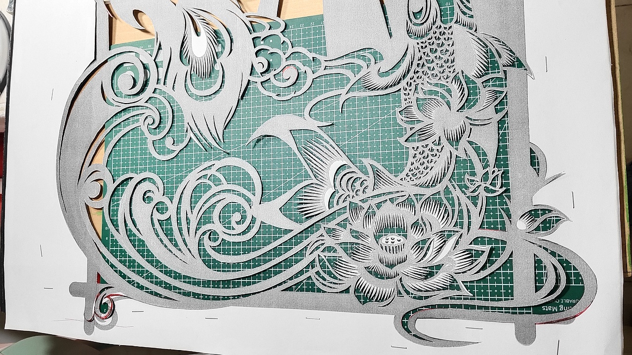 《凤鲤和鸣》剪纸（图ZMzg0NzAyNzIw） - 其他手工艺 - 站酷设计师旺旺剪纸原创素材 - 站酷ZCOOL