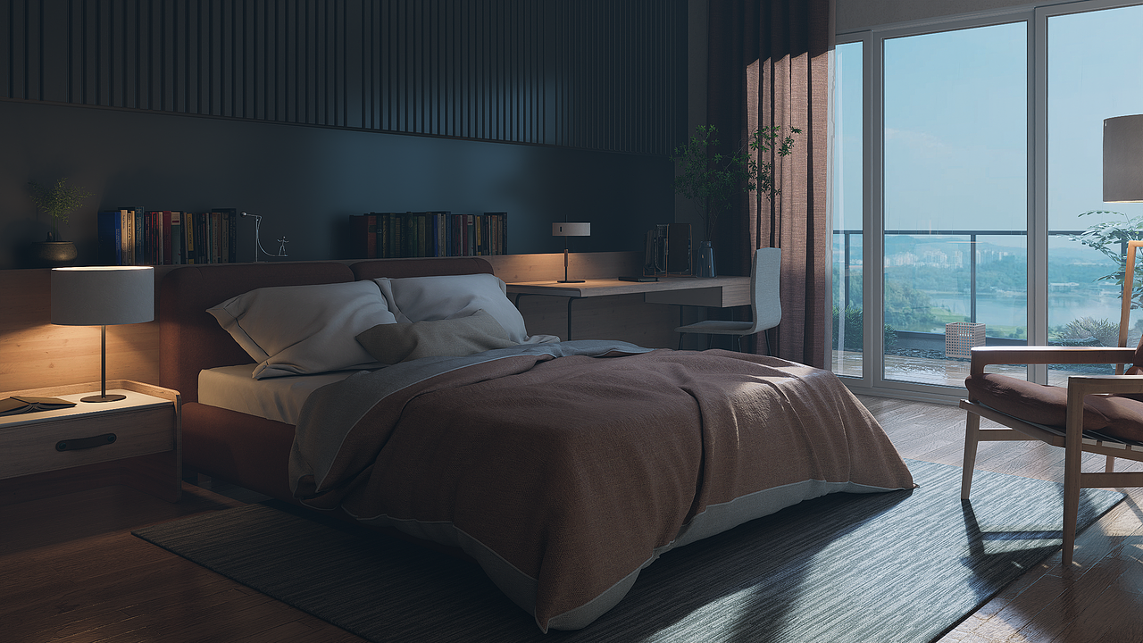阴雨天卧室氛围渲染（图ZMzg0NzEzMTg4） - 建筑设计 - 站酷设计师Azurescapeeee原创素材 - 站酷ZCOOL