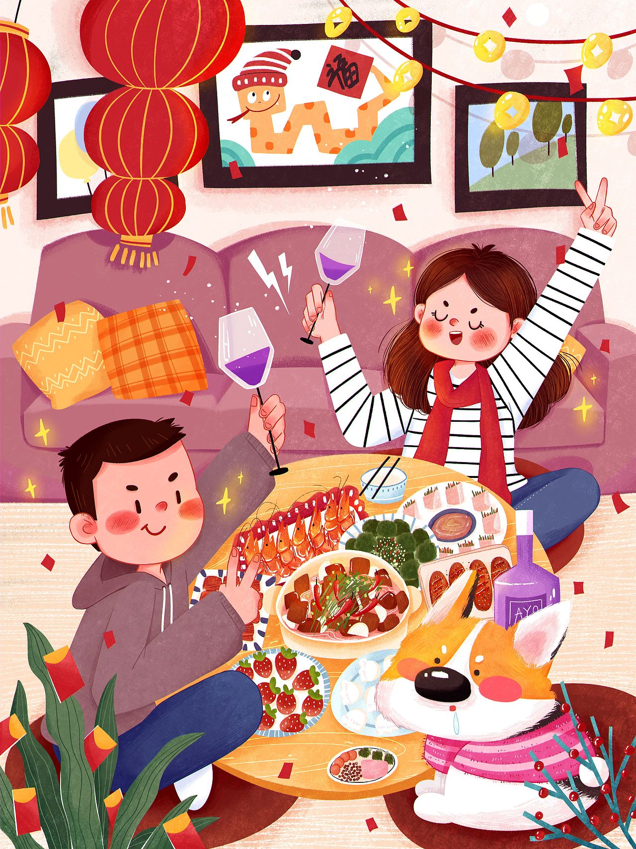 新年系列插画（图ZMzg0NzEzNDE2） - 商业插画 - 站酷设计师阿柚画呀画原创素材 - 站酷ZCOOL