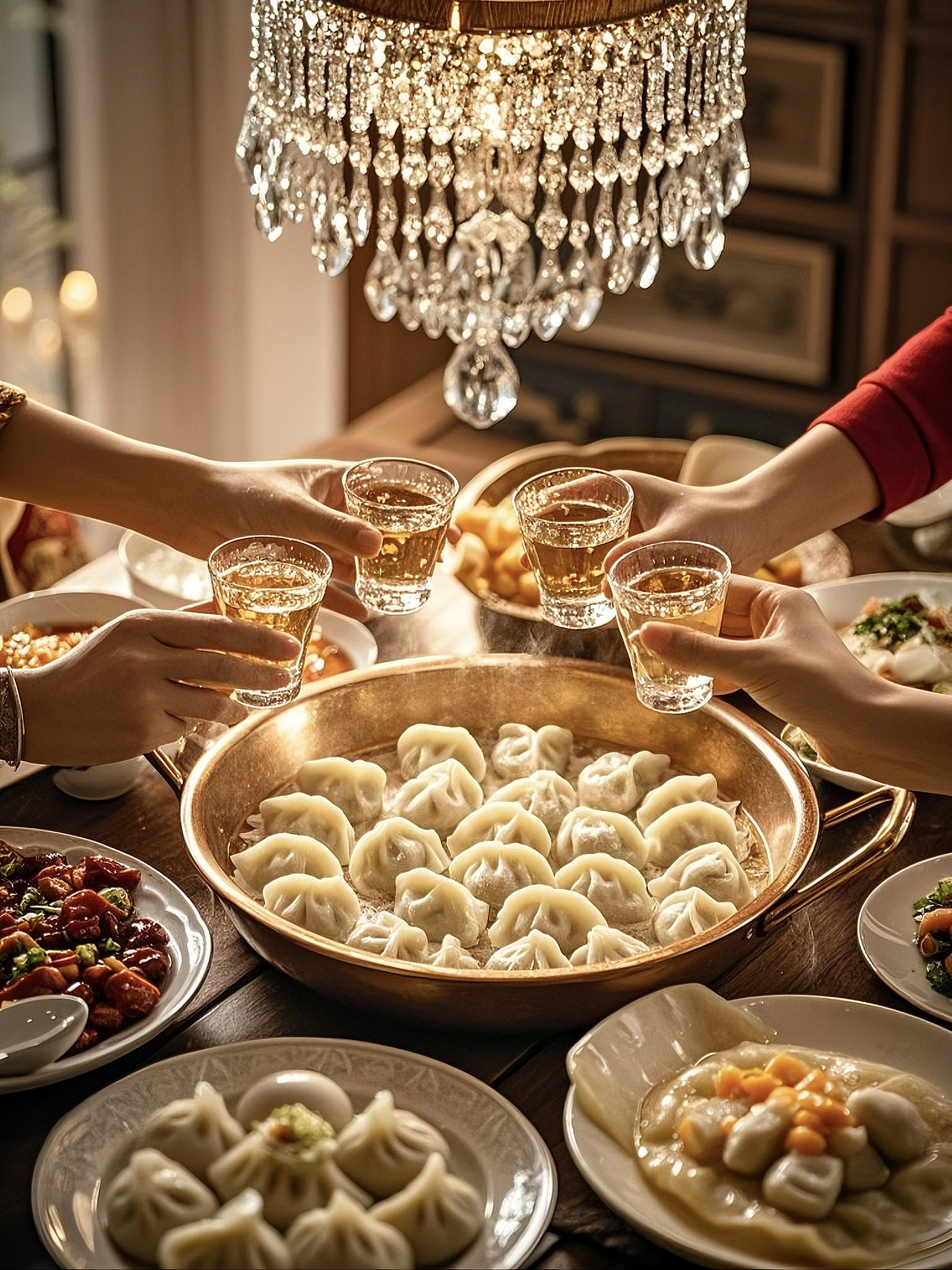 除夕夜,年夜饭,团圆,干杯