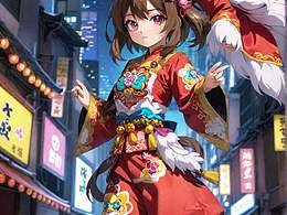 二次元风格绘画:《醒狮》