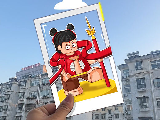 画了个哪吒拍照卡。（个人主页-ZNzEzMTEzODA=） - 商业插画 - 站酷设计师常CJ原创素材 - 站酷ZCOOL