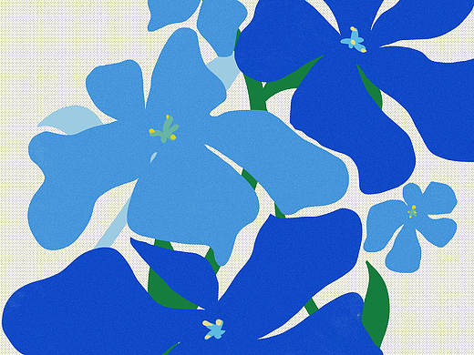 蓝色花卉插画