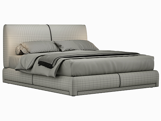 AtelierM Bed By Flou-软床-3D家具建模渲染效果图制作