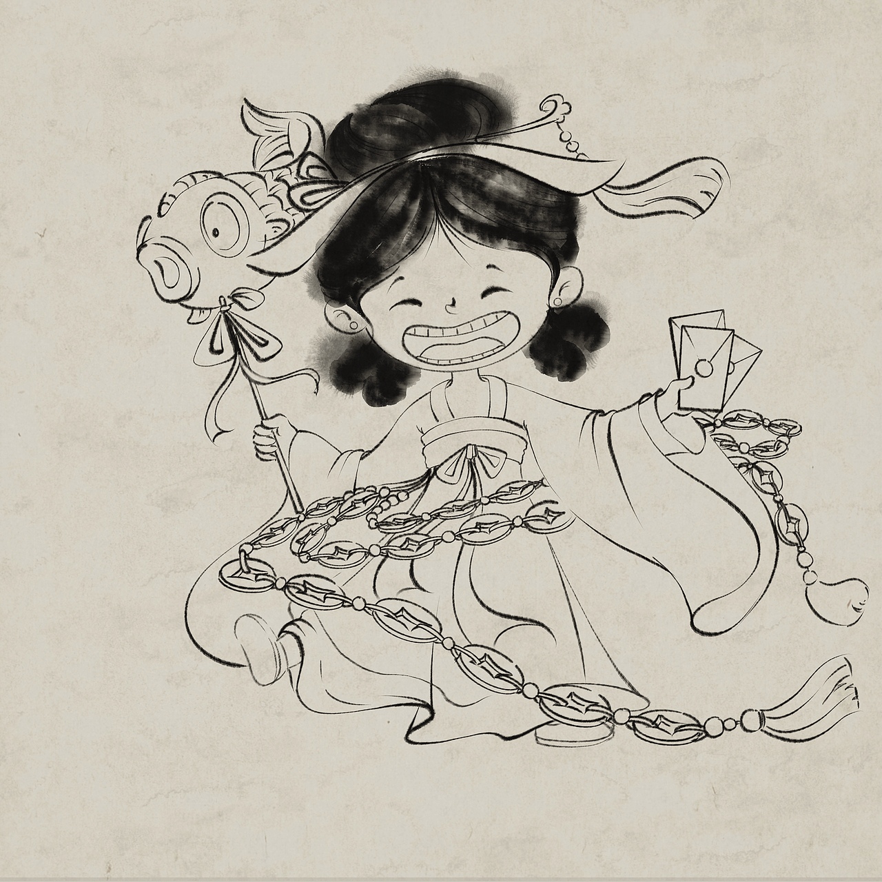 妖爷画妖之《妖缠万贯》（图ZMzg0NzY1MDU2） - 商业插画 - 站酷设计师妖爷有点驴原创素材 - 站酷ZCOOL