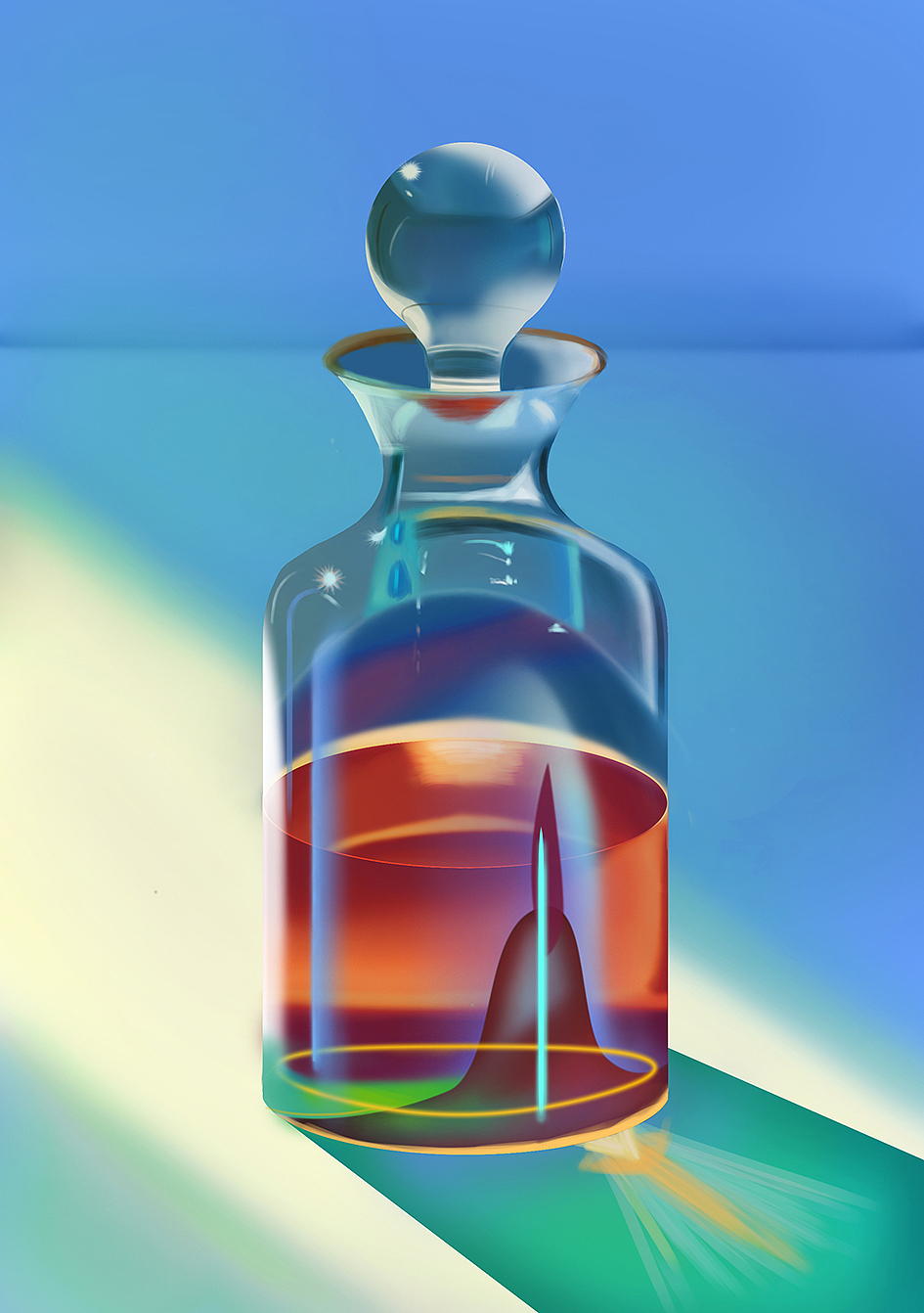 被光穿透的玻璃瓶