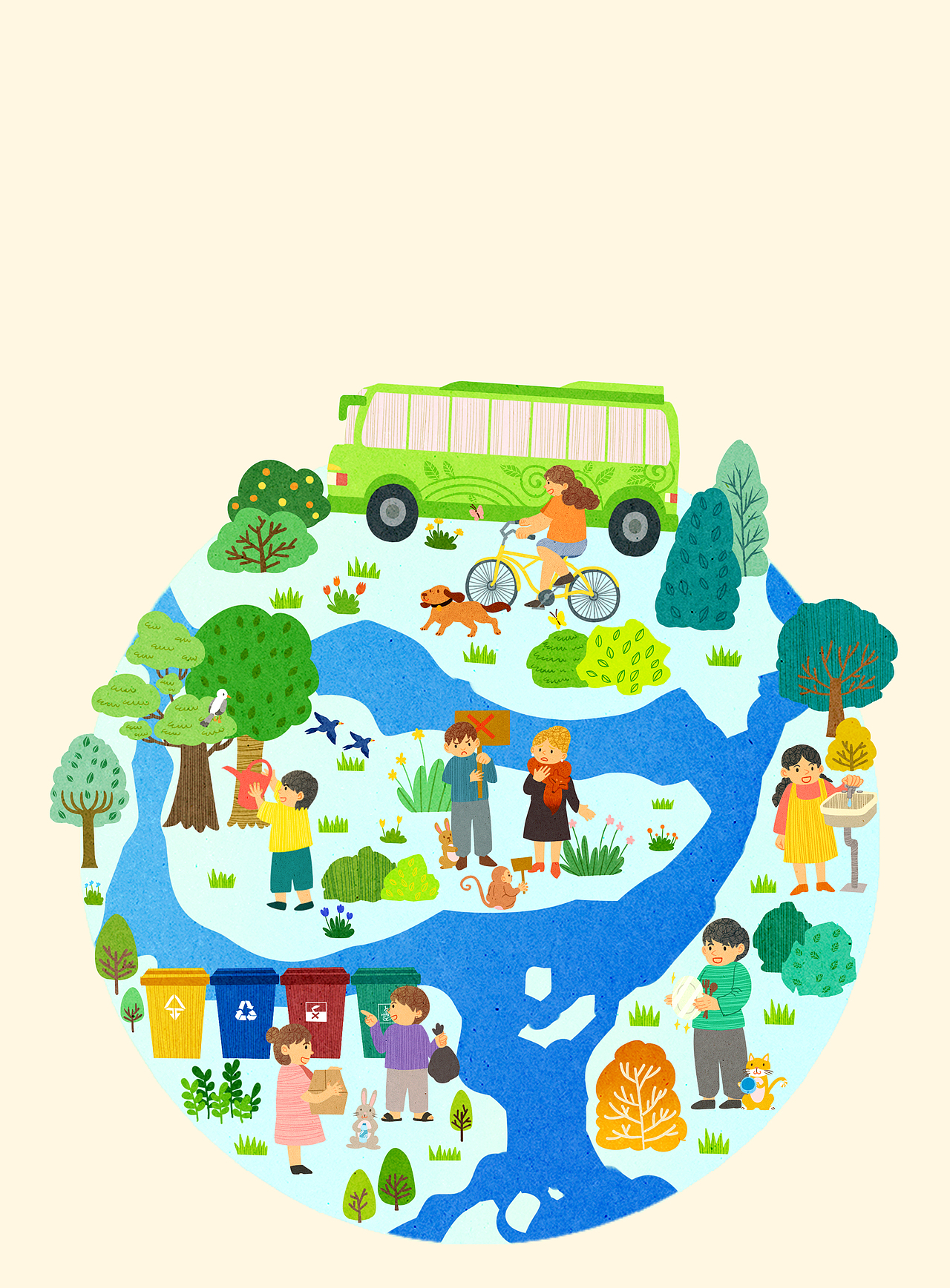 垃圾分类绘本插图
