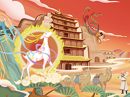 文创包装插画《古韵丝路》