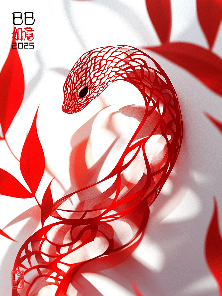 非遗纸雕 | 巳巳如意春节海报