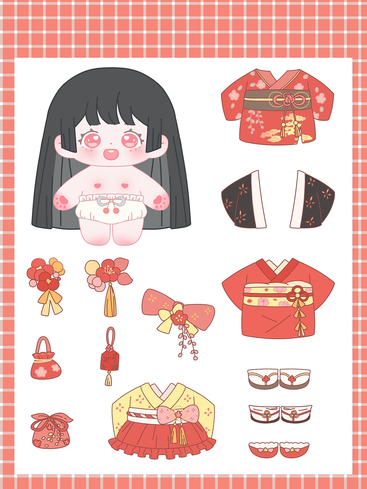 棉花娃娃换装贴纸（图ZMzg0ODY1Mzk2） - 商业插画 - 站酷设计师周大大大禾原创素材 - 站酷ZCOOL