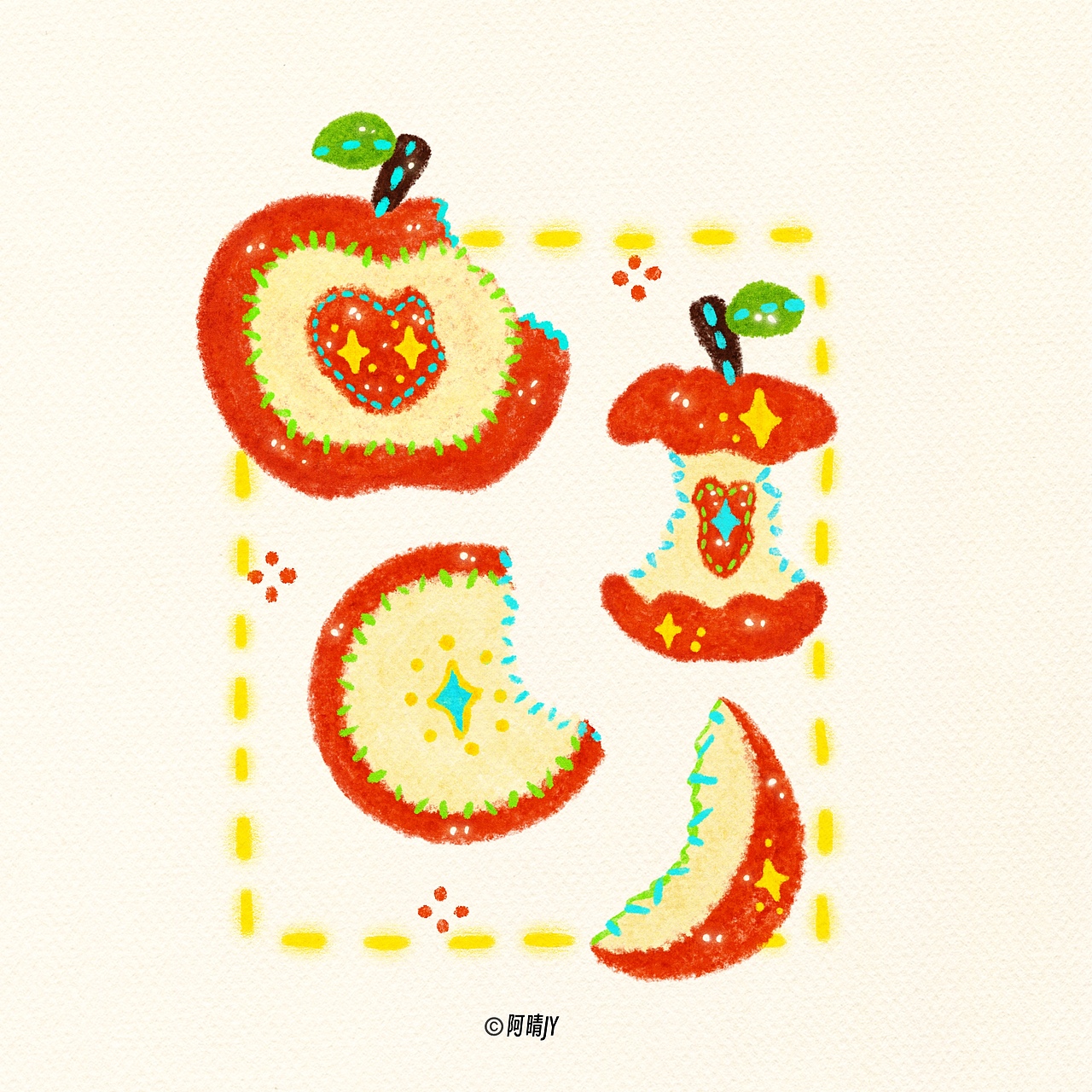 2024苹果插画合集（图ZMzg0OTI1NDM2） - 商业插画 - 站酷设计师阿晴AQING原创素材 - 站酷ZCOOL