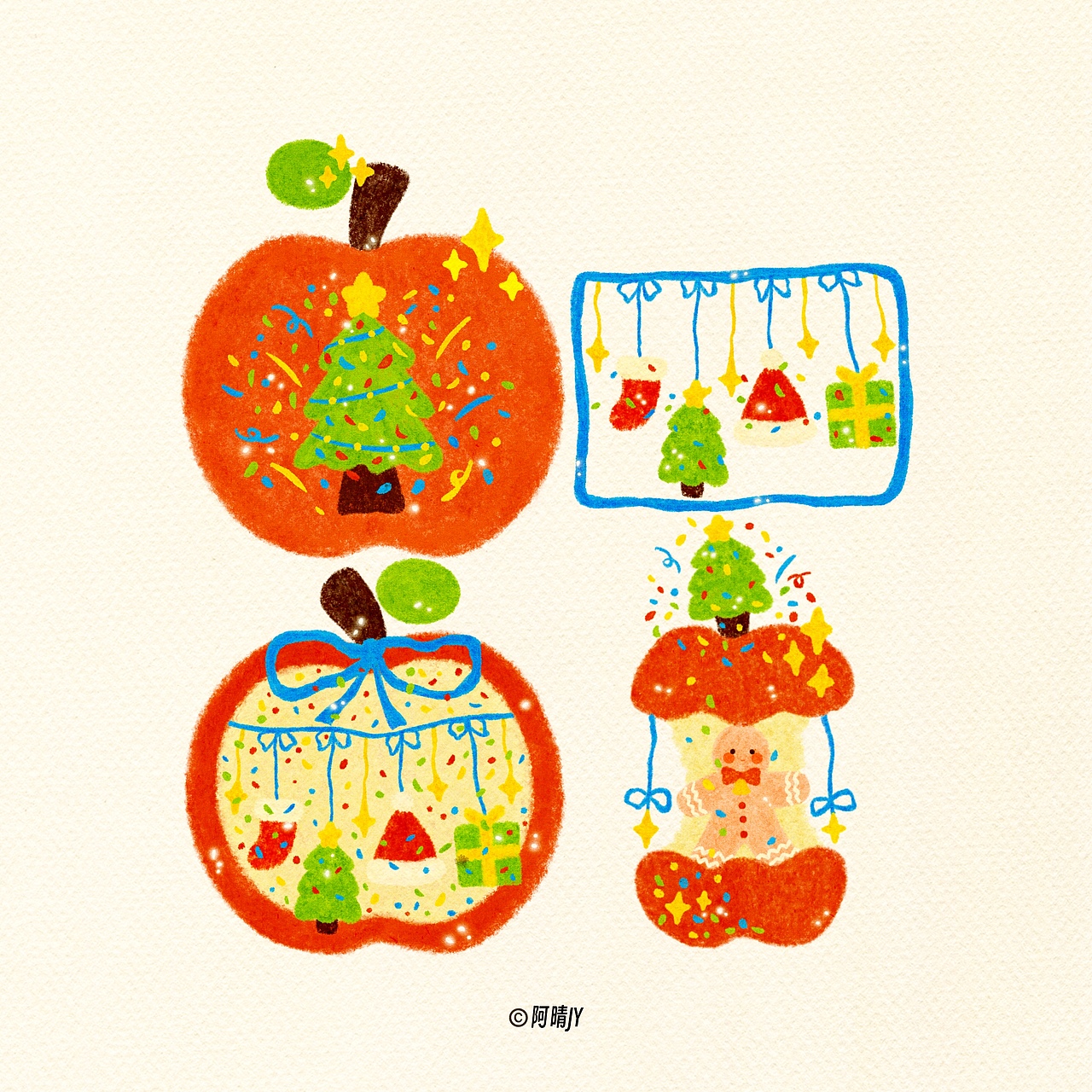 2024苹果插画合集（图ZMzg0OTI1NDMy） - 商业插画 - 站酷设计师阿晴AQING原创素材 - 站酷ZCOOL