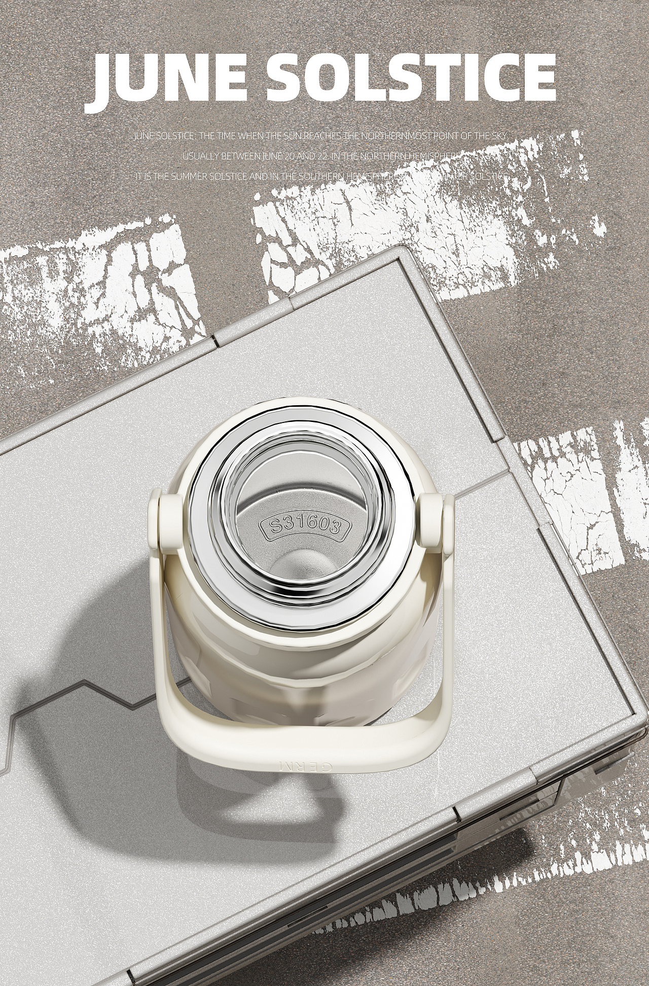 凯斯哈林律动保温杯渲染详情页设计